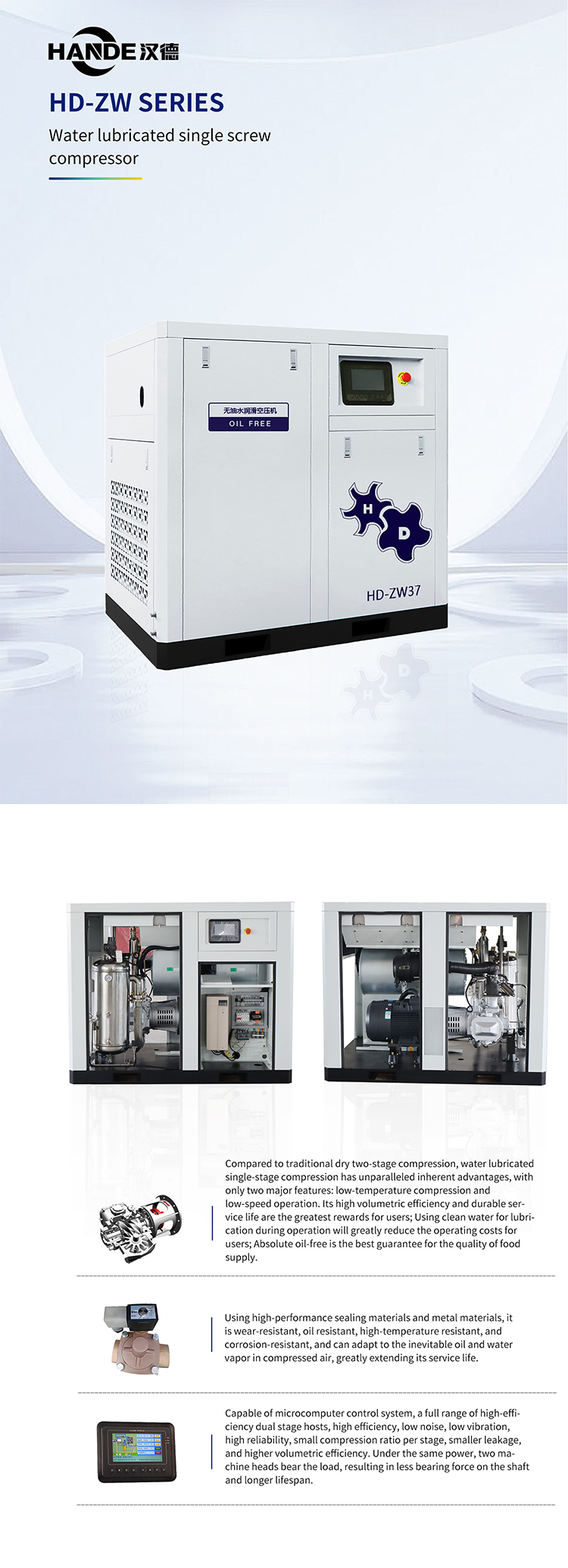 HD-ZW Series Water Lubricated Oil-Free Screw Compressor